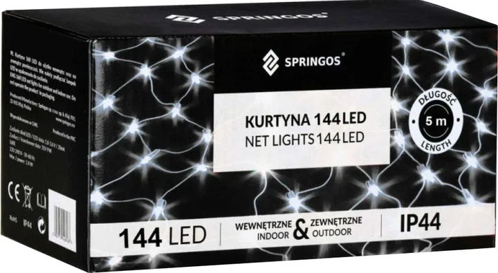 Kurtyna LED Springos CL4109 144 LED 5 m (5907719465104) - obraz 1