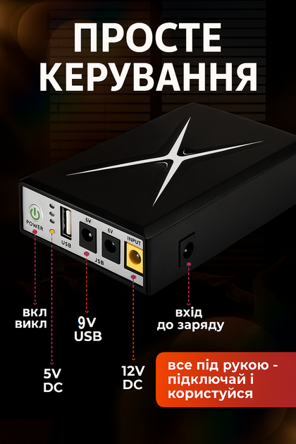 Бесперебойник портативный ups mini dc JoyPro-018W 10400 mah юпс резервный аккумуляторный ибп источник бесперебойного питания упс для роутера интернета вай фай сетевого оборудования - изображение 3