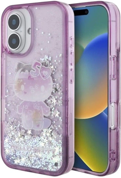 Etui plecki Hello Kitty Liquid Glitter 50TH Anniversary Party do Apple iPhone 16 Purple (HKHCP16SL50PPU) - obraz 1