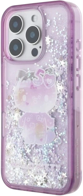 Etui plecki Hello Kitty Liquid Glitter 50TH Anniversary Party do Apple iPhone 16 Pro Max Purple (HKHCP16XL50PPU) - obraz 2