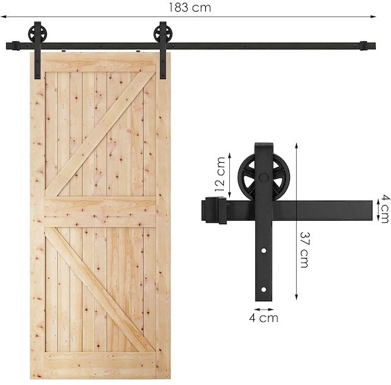 Система для розсувних дверей Springos HA5007 183 см barn door з декоративними фурнітурами, напрямна до 100 кг Чорна (5907719420448) - зображення 12