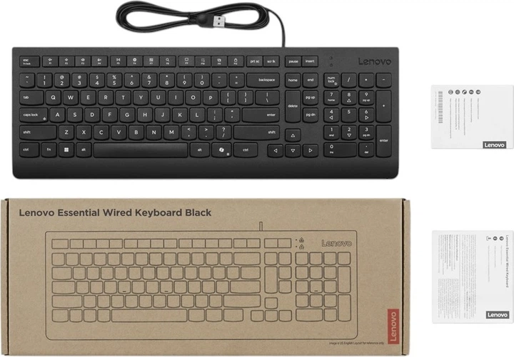Klawiatura przewodowa Lenovo Essential USB Black (4Y41R64676) - obraz 3