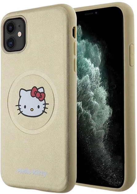 Панель Hello Kitty Leather Kitty Head MagSafe для Apple iPhone 11 Gold (HKHMN61PGHCKD) - зображення 1
