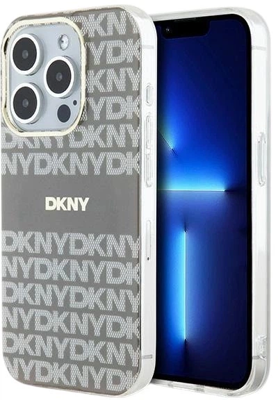 Etui DKNY IML Mono & Stripe MagSafe do Apple iPhone 15 Pro Beige (3666339267971) - obraz 1