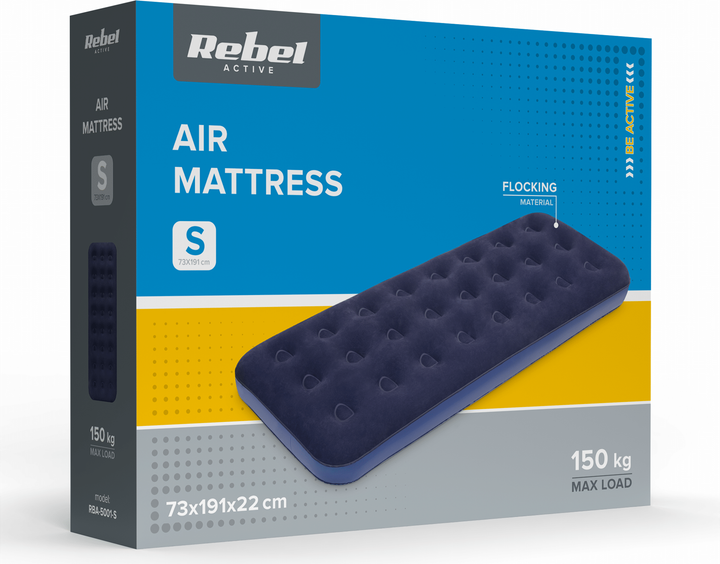 Materac dmuchany Rebel Active jednoosobowy 191x73x22 cm RBA-5001-S (5901890101912) - obraz 6
