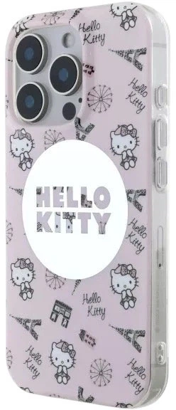 Etui plecki Hello Kitty IML All Over Paris Magsafe do Apple iPhone 16 Pro Pink (HKHMP16LHAOPP) - obraz 2