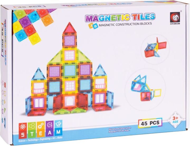 Klocki magnetyczne ModernHome by Multistore Domek autko 45 elementów HC428179 (5905817008223) - obraz 1