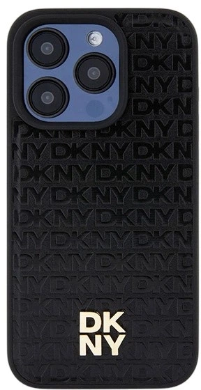 Etui DKNY Leather Monogram Pattern Metal Logo MagSafe do Apple iPhone 15 Pro Black (3666339261535) - obraz 3