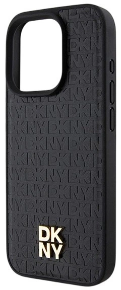 Etui DKNY Leather Monogram Pattern Metal Logo MagSafe do Apple iPhone 15 Pro Black (3666339261535) - obraz 5