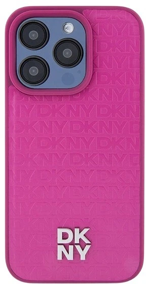 Etui DKNY Leather Monogram Pattern Metal Logo MagSafe do Apple iPhone 15 Pro Pink (3666339261955) - obraz 3