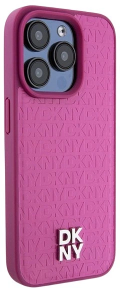 Etui DKNY Leather Monogram Pattern Metal Logo MagSafe do Apple iPhone 15 Pro Pink (3666339261955) - obraz 4