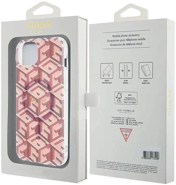 Панель Guess IML GCube MagSafe для Apple iPhone 15 Plus/14 Plus Pink (3666339221997) - зображення 8