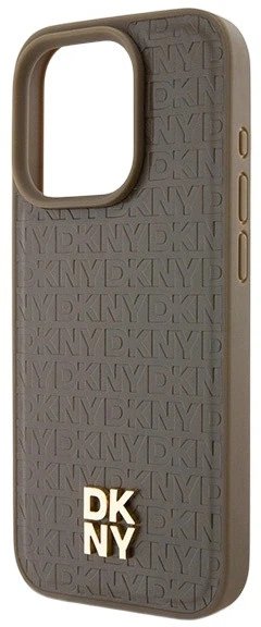 Etui DKNY Leather Monogram Pattern Metal Logo MagSafe do Apple iPhone 15 Pro Brown (3666339261818) - obraz 5