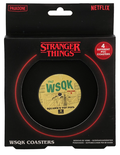 Zestaw podstawek pod filiżanki Paladone Stranger Things z motywami radia WSQK 4 elementy (5056577762792) - obraz 1
