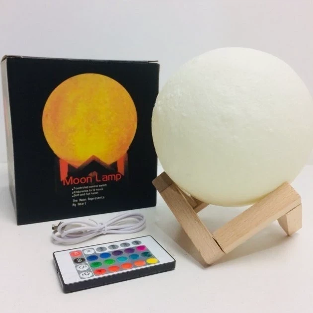 Сенсорный ночник луна RGB Magic 3D Moon Light , светильник лампа луна - изображение 9