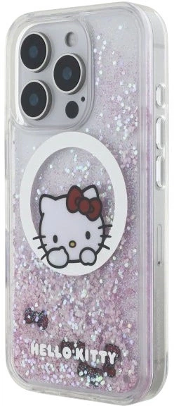 Etui plecki Hello Kitty Liquid Glitter Sweet Kitty Bows MagSafe do Apple iPhone 16 Pro White (HKHMP16LLSWKH) - obraz 1