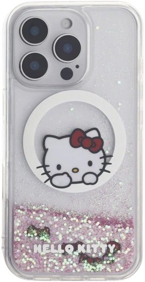 Etui plecki Hello Kitty Liquid Glitter Sweet Kitty Bows MagSafe do Apple iPhone 16 Pro White (HKHMP16LLSWKH) - obraz 2