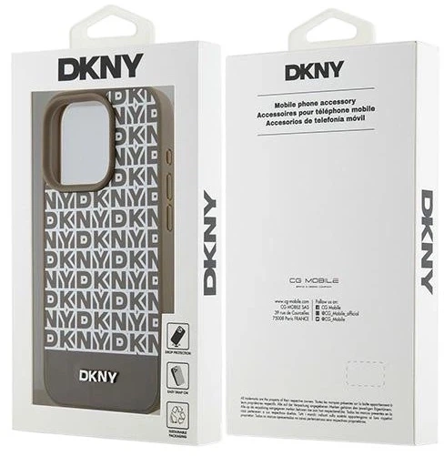 Etui DKNY Leather Printed Pattern Metal Logo MagSafe do Apple iPhone 15 Pro Brown (3666339262099) - obraz 8