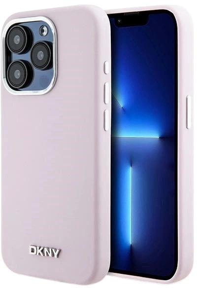 Etui DKNY Liquid Silicone Small Metal Logo MagSafe do Apple iPhone 15 Pro Pink (3666339265878) - obraz 1
