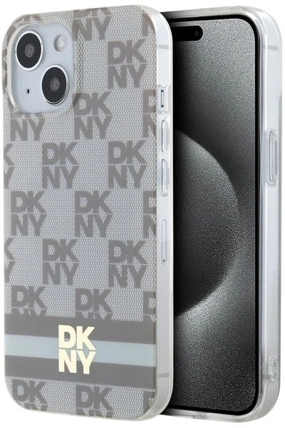 Панель DKNY IML Checkered Mono Pattern & Printed Stripes MagSafe для Apple iPhone 15 Plus / 14 Plus Beige (3666339269500) - зображення 1