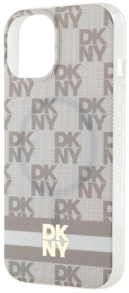 Панель DKNY IML Checkered Mono Pattern & Printed Stripes MagSafe для Apple iPhone 15 Plus / 14 Plus Beige (3666339269500) - зображення 5