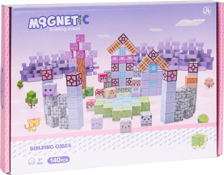 Klocki magnetyczne ModernHome by Multistore 140 elementów Różowe HC740663 (5905817008353) - obraz 1