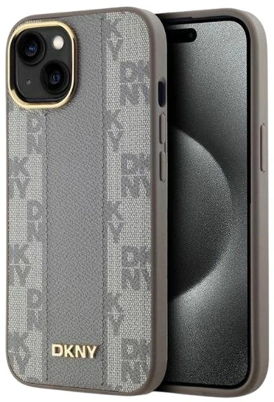 Панель DKNY Leather Checkered Mono Pattern MagSafe для Apple iPhone 15 Plus Beige (3666339259983) - зображення 1