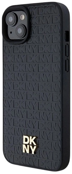 Панель DKNY Leather Monogram Pattern Metal Logo MagSafe для Apple iPhone 15 Plus / 14 Plus Black (3666339261528) - зображення 2