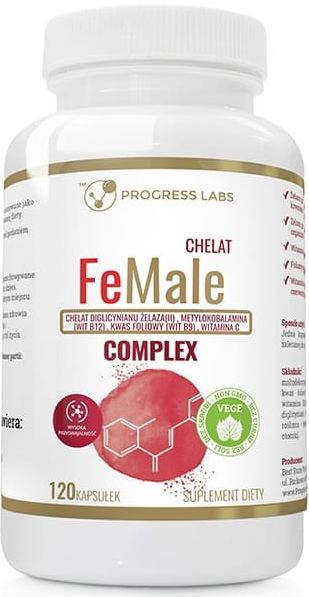 Suplement diety Progress Labs Kompleks żelaza Chelat FeMale 120 kapsułek (5907709720268) - obraz 1