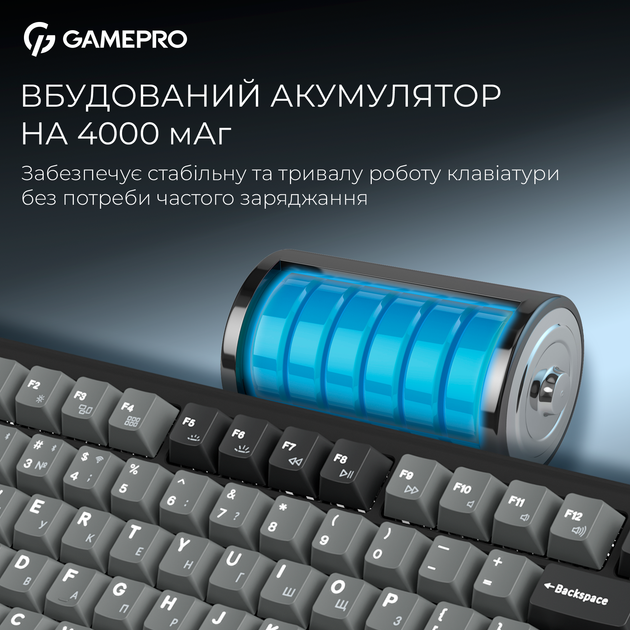 Клавиатура беспроводная GamePro Asgard Yord Keychron Super Red Switch Wireless/Bluetooth/USB Black (MK266BK) - изображение 14