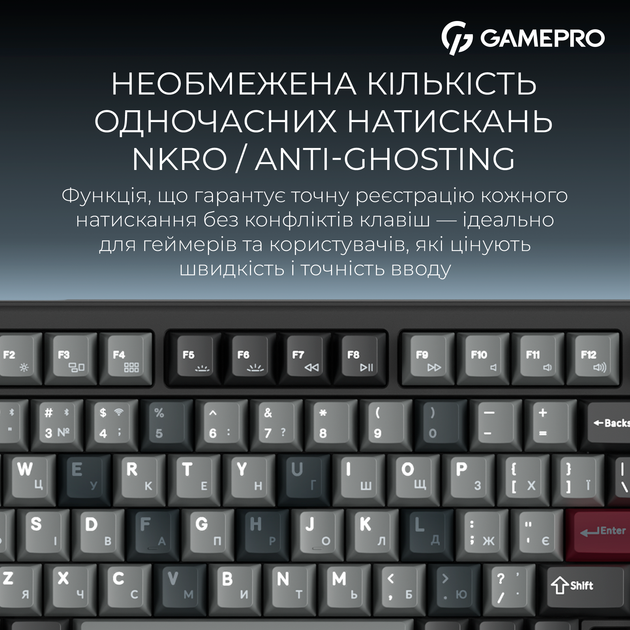 Клавиатура беспроводная GamePro Asgard Yord Keychron Super Red Switch Wireless/Bluetooth/USB Black (MK266BK) - изображение 16