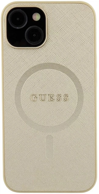 Панель Guess Saffiano MagSafe для Apple iPhone 15 Plus/14 Plus Gold (3666339156053) - зображення 2