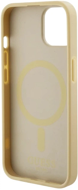 Панель Guess Saffiano MagSafe для Apple iPhone 15 Plus/14 Plus Gold (3666339156053) - зображення 7