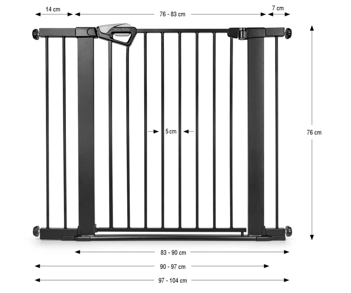 Захисна брамка Milly Mally Бар'єр для сходів з розширеннями Guardy 104 Black (5907090700788) - зображення 8