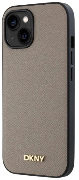 Etui DKNY Grained Metal Logo MagSafe do Apple iPhone 15 Beige (3666339264178) - obraz 2