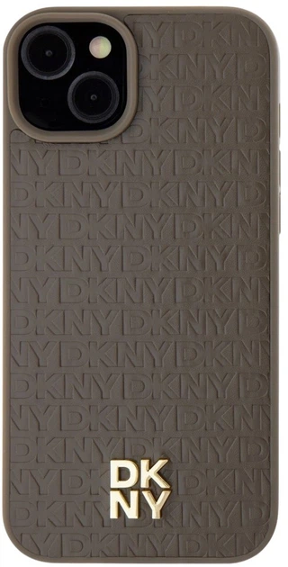 Панель DKNY Leather Pattern Metal Logo MagSafe для Apple iPhone 15 / 14 / 13 Brown (3666339261795) - зображення 3