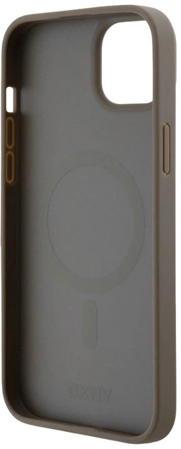 Панель DKNY Leather Pattern Metal Logo MagSafe для Apple iPhone 15 / 14 / 13 Brown (3666339261795) - зображення 6