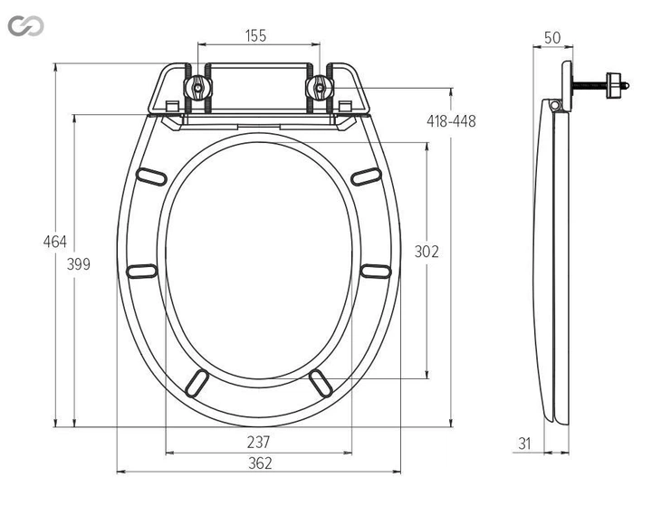 Сидіння для унітазу SoloPlast SP13 з планкою, кріплення пластик, 362х464 мм - зображення 4