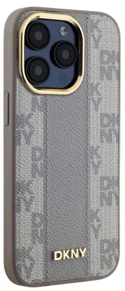 Etui DKNY Leather Checkered Mono Pattern MagSafe do Apple iPhone 15 Pro Max Beige (3666339260002) - obraz 4