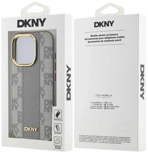 Etui DKNY Leather Checkered Mono Pattern MagSafe do Apple iPhone 15 Pro Max Beige (3666339260002) - obraz 5