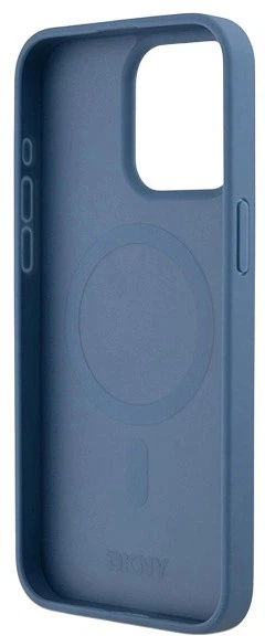 Панель DKNY Leather Monogram Pattern Metal Logo MagSafe для Apple iPhone 15 Pro Max Blue (3666339261689) - зображення 6