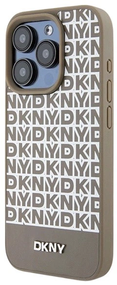 Etui DKNY Leather Printed Pattern Metal Logo MagSafe do Apple iPhone 15 Pro Max Brown (3666339262105) - obraz 2