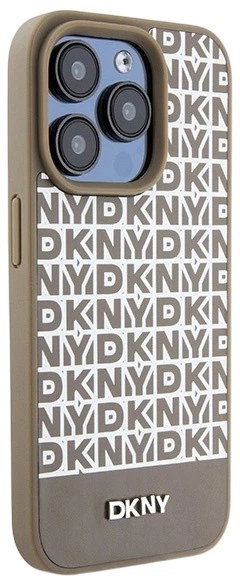 Etui DKNY Leather Printed Pattern Metal Logo MagSafe do Apple iPhone 15 Pro Max Brown (3666339262105) - obraz 4