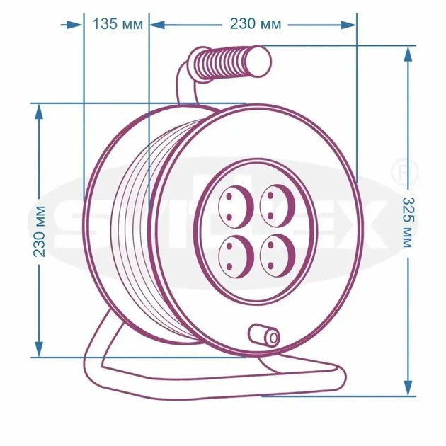 SV-007-В. Удлинитель SVITTEX на катушке (50 м) серия СТАНДАРТ с термозащитой, 2х1,5 мм² черный - изображение 2