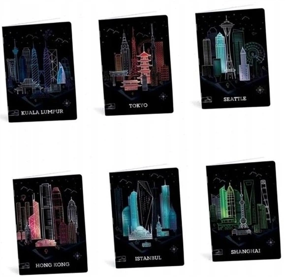 Набір зошитів GDD Cities A4 40 аркушів у клітинку чорні 10 шт (3858888490652) - зображення 1