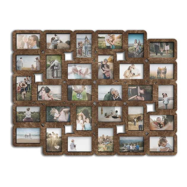 Фото-коллаж на 30 фото The Frame Depot 10×15 см горизонтальный и вертикальный Темно-коричневый (collage_30_photo_4x6_2_parts) - изображение 3