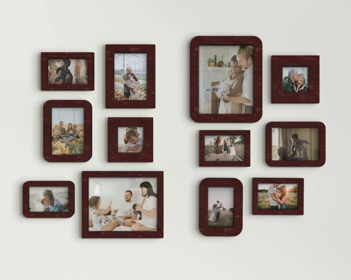 Набор деревянных настенных рамок на 12 фотографий от The Frame Depot Темно-вишневый (frame_set_12_piece) - изображение 4