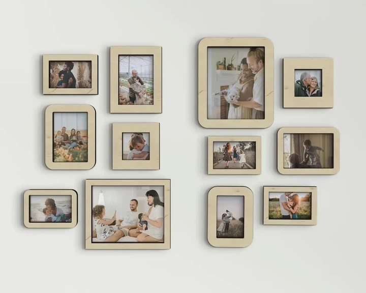Набор деревянных настенных рамок на 12 фотографий от The Frame Depot Бежевый (frame_set_12_piece) - изображение 3