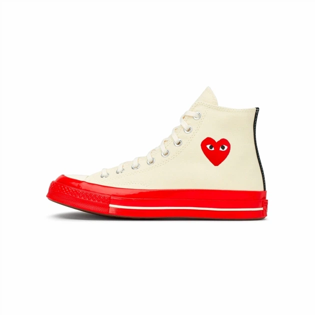 Кеды Comme des Garcons Play X Chuck 70 High Shoes Egret/Red Beige A01794C 37.5 - Фото 2 Кеды Comme des Garcons Play X Chuck 70 High Shoes Egret/Red Beige A01794C 37.5 - изображение 2