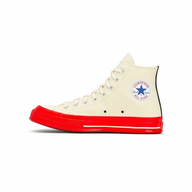 Кеды Comme des Garcons Play X Chuck 70 High Shoes Egret/Red Beige A01794C 37.5 - Фото 5 Кеды Comme des Garcons Play X Chuck 70 High Shoes Egret/Red Beige A01794C 37.5 - изображение 5